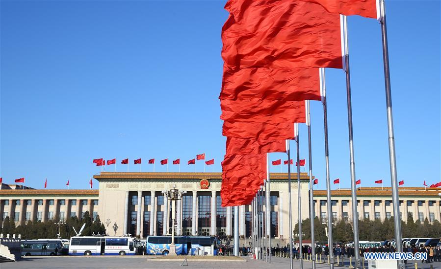 Deputies arrive for 3rd plenary meeting of 4th session of 12th NPC