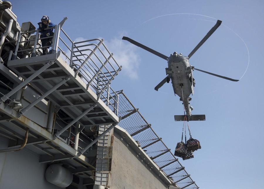 Amphibious assault ship USS Boxer patrols in South China Sea