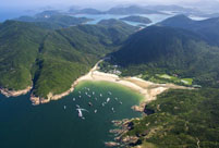 Aerial view shows scenery in Hong Kong