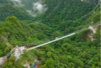 Skywalk made of glass opens in Guizhou's Yuntaishan