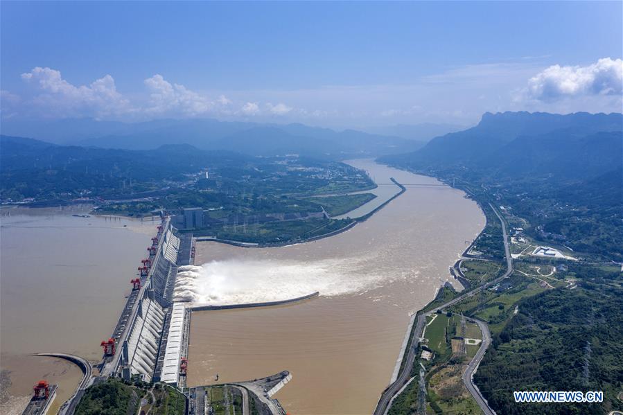 Floodwater discharged from Three Gorges Dam in Hubei