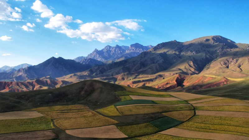 Picturesque autumn scenery at the foot of NW China's Qilian Mountains