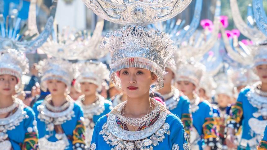 Miao people celebrate traditional New Year and Guzang Festival in SW China's Guizhou