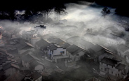 Scenery of Wuyuan at dawn after rainfall