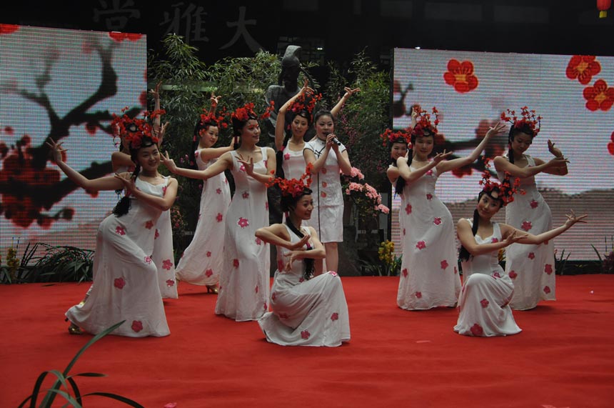 A cultural festival in commemoration of poet-sage Dufu is held in the Thatched Cottage of Du Fu in Chengdu, Feb. 7, 2013. Located at the side of the Flower Bathing Brook on the western outskirts of Chengdu, the Cottage has been rebuilt and converted into a museum to commemorate the realist poet Dufu of the Tang Dynasty. (China.org.cn)