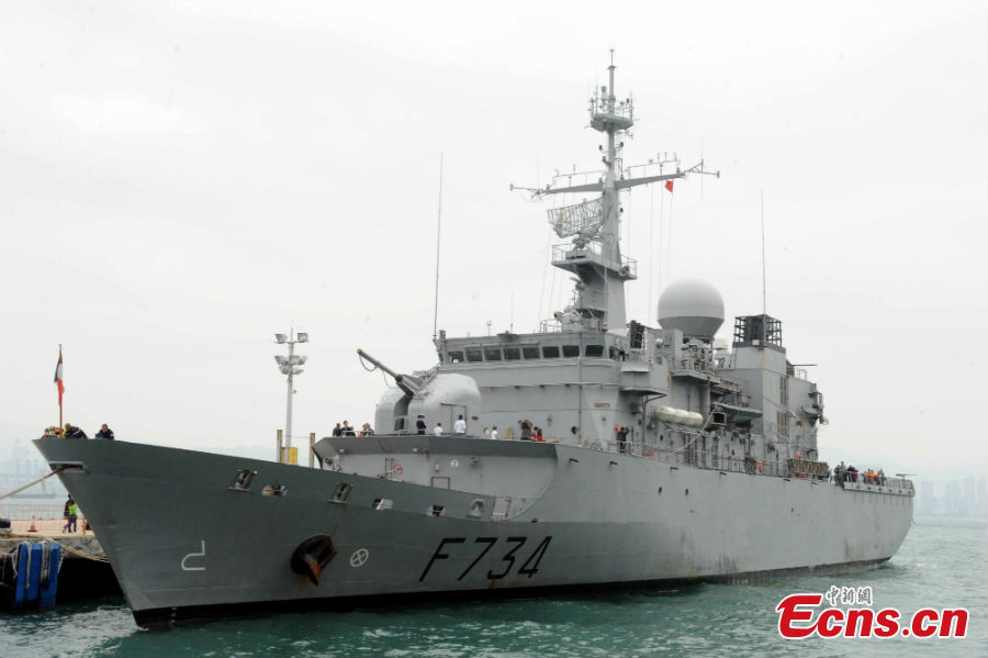 People visit the French frigate Vendémiaire in Hong Kong, April 7, 2013. The frigate berthed in Hong Kong and was open to the public on Sunday. (Photo: CNS/Ren Haixia)