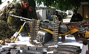 Afghan army soldiers capture weapons  