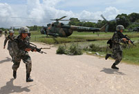 Army aviation brigade in actual-troop drill