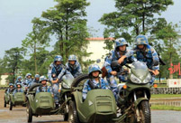 Female soldiers of PLA Marine Corps in training